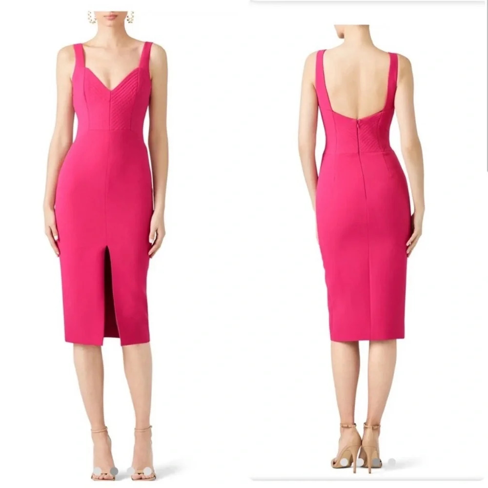 Nicholas Crepe Quilted Bra Dress in‎ Fuschia